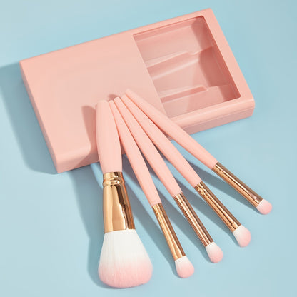 5 PCs Travel Makeup Brushes Set With Mirror