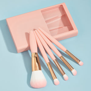 5 PCs Travel Makeup Brushes Set With Mirror