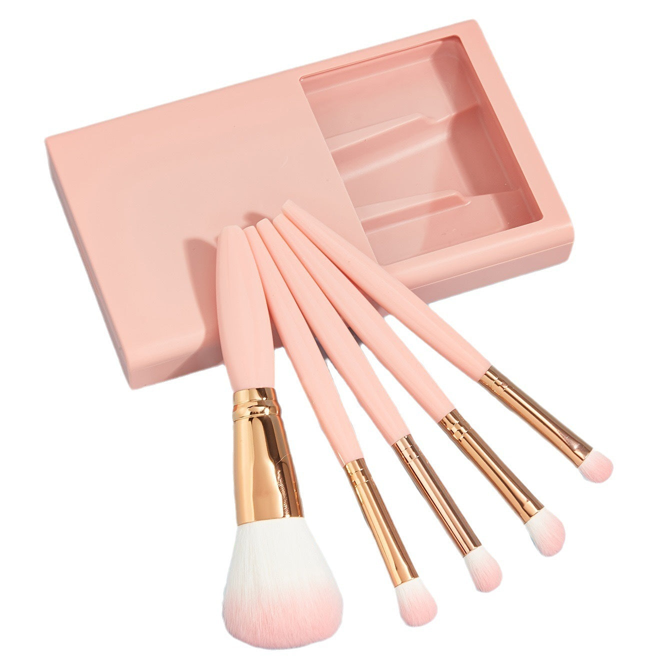 5 PCs Travel Makeup Brushes Set With Mirror