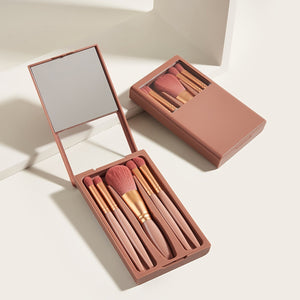 5 PCs Travel Makeup Brushes Set With Mirror